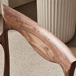 Стул деревянный с мягким сиденьем из коричневой натуральной кожи Moon Walnut Furniture варинант исполнения - 6 | Loft Concept в Липецке