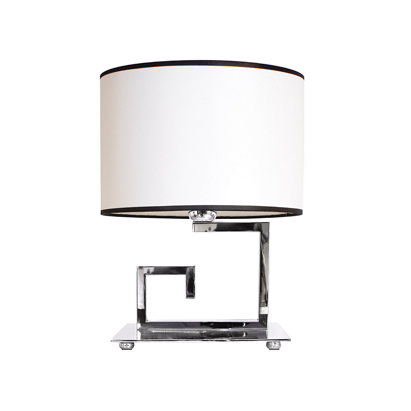 Настольная лампа с белым цилиндрическим абажуром с темной окантовкой Natural Concepts Черный Бежевый Хром в Липецке | Loft Concept 