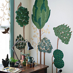 Обои ручная роспись Mughal Trees Original colourway on linen варинант исполнения - 1 | Loft Concept в Липецке