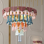 Люстра круглая с декором из разноцветных элементов в виде листьев Changing Seasons варинант исполнения - 11 | Loft Concept в Липецке