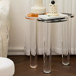 Дизайнерский журнальный стол с фигурной столешницей на 3-х прозрачных ножках Rahakif варинант исполнения - 2 | Loft Concept в Липецке