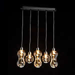 Люстра с 3-мя плафонами волнообразной формы цвета янтарь и 2-мя прозрачными шарообразными плафонами Lucid Rain  варинант исполнения - 3 | Loft Concept в Липецке