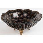 Блюдо черного цвета из фрафора на бронзовых ножках Eden Garden porcelain and bronze варинант исполнения - 2 | Loft Concept в Липецке