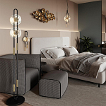 Торшер с черным основанием и золотистым декором Bruno варинант исполнения - 5 | Loft Concept в Липецке