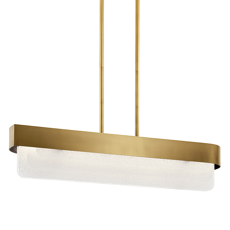 Люстра подвесная прямоугольная цвета латунь Kichler Латунь Прозрачное Стекло Белый в Липецке | Loft Concept 
