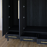 Большой Шкаф Primo Черный дуб с 3 дверьми и 3 выдвижными ящиками варинант исполнения - 7 | Loft Concept в Липецке