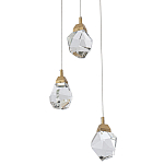Подвесной светильник с 3-мя хрустальными плафонами Esme Crystal Brass Trio Hanging lamp варинант исполнения - 1 | Loft Concept в Липецке