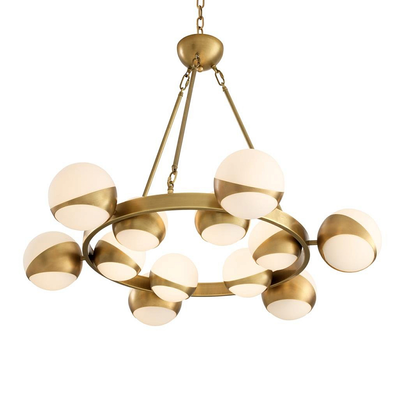 Люстра Chandelier Piazetta Латунь Античная полированная Белый Люстра Chandelier Piazetta Латунь Античная полированная Белый в Липецке | Loft Concept
