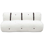 Двухместный диван без подлокотников белый с обивкой букле и ремешками из кожи Blaise Boucle Sofa варинант исполнения - 1 | Loft Concept в Липецке