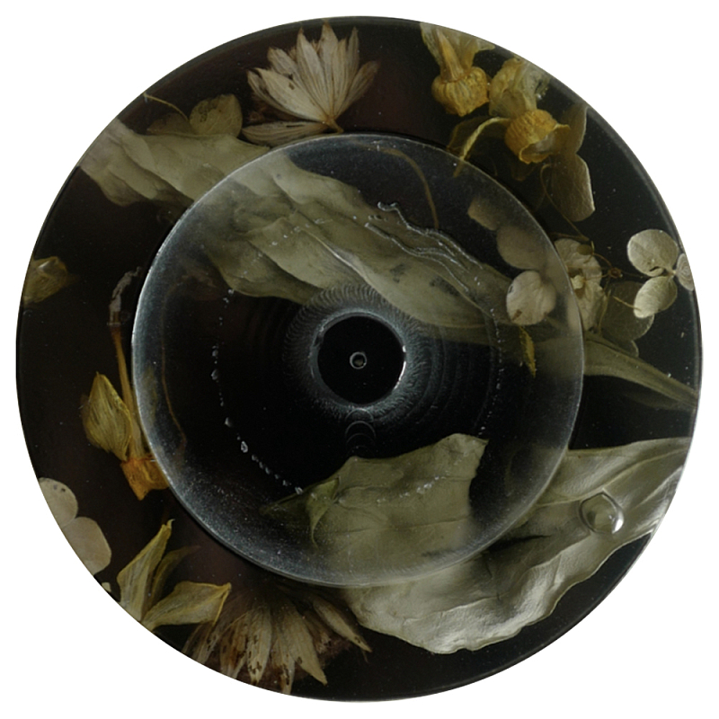 Круглая подставка под благовония из эпоксидной смолы с цветами черная Epoxy Resin Flowers Incense Stand Black Черный в Липецке | Loft Concept 