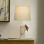 Настольная лампа с тканевым абажуром и основанием в виде птицы на дереве Simurq варинант исполнения - 2 | Loft Concept в Липецке