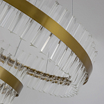 Люстра подвесная двухъярусная с золотистымыми кольцами и прозрачными стеклянными элементами Ring Horizontal варинант исполнения - 4 | Loft Concept в Липецке