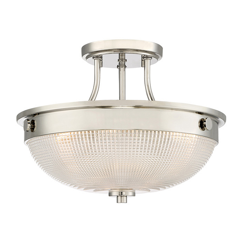 Потолочный светильник со стеклянным плафоном в виде купола Quoizel Серебряный Бронза Прозрачное Стекло Латунь в Липецке | Loft Concept 