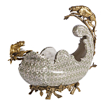 Чаша для фруктов из фарфора бронзовыми фигурками леопардов Eden Garden варинант исполнения - 1 | Loft Concept в Липецке