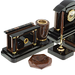 Настольный письменный набор с часами из природного камня обсидиана Peace Contract варинант исполнения - 3 | Loft Concept в Липецке