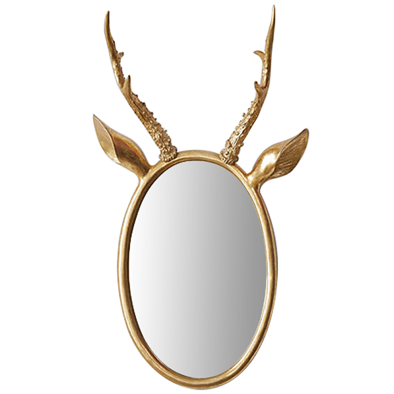 Овальное зеркало с декором оленьи рога Golden Deer Mirror Золотой Овальное зеркало с декором оленьи рога Golden Deer Mirror Золотой в Липецке | Loft Concept