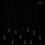 Подвесной светильник черными плафонами на длинных пересекающихся тросах Construction варинант исполнения - 8 | Loft Concept в Липецке