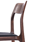 Стул деревянный с мягким сиденьем из черной натуральной кожи Moon Walnut Furniture варинант исполнения - 8 | Loft Concept в Липецке