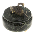 Шкатулка из натурального камня змеевик с фигуркой лебедя Stone Casket варинант исполнения - 2 | Loft Concept в Липецке