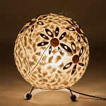 Настольная лампа из перламутра на металлическом каркасе Indonesian Ball варинант исполнения - 4 | Loft Concept в Липецке