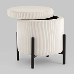 Молочный пуф на черных ножках SANJAY варинант исполнения - 2 | Loft Concept в Липецке