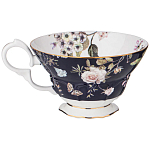 Чайный набор из фарфора темно-синий с рисунком цветов на 6 персон 12 предметов 280 мл Garden Whisper Porcelain Set  варинант исполнения - 3 | Loft Concept в Липецке