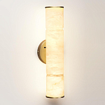 Бра с цилиндрическим плафоном из белого алебастра на круглом основании Латунь Cryptocrystalline Stone варинант исполнения - 1 | Loft Concept в Липецке