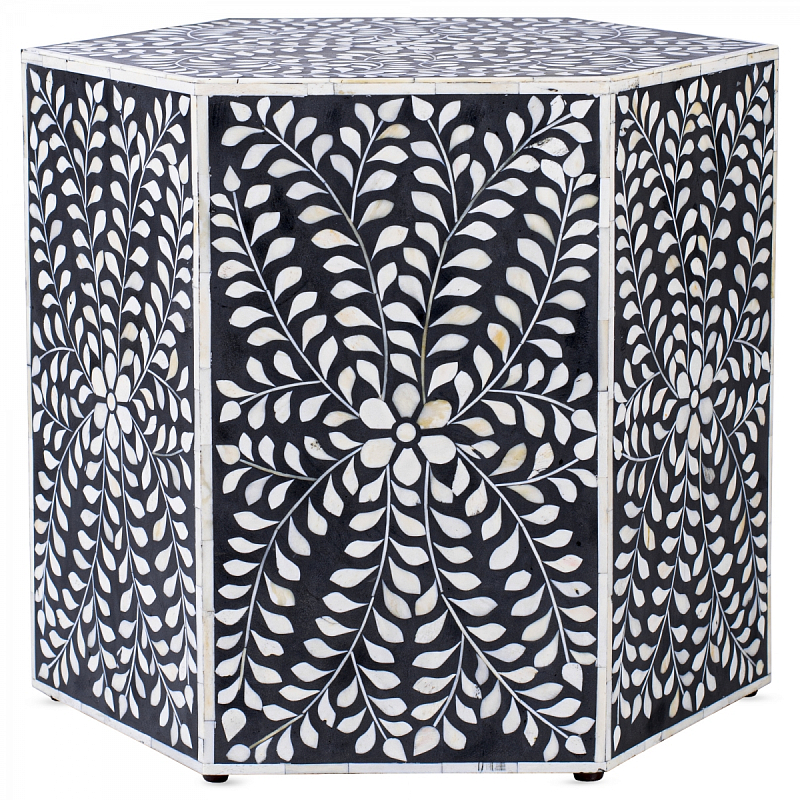 Табурет Inlaid Bone Hexagon Черный Белый Табурет Inlaid Bone Hexagon Черный Белый в Липецке | Loft Concept