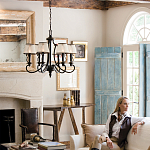 Люстра бронзового цвета с бежевыми абажурами из органзы в классическом стиле Hinkley варинант исполнения - 9 | Loft Concept в Липецке