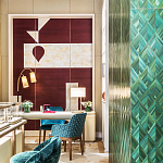 Обои ручная роспись в стиле Арт-деко Assemblage Original colourway on red silk dupion варинант исполнения - 3 | Loft Concept в Липецке