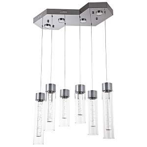 Люстра c 6-ю стеклянными плафонами хром Sparkling Bubbles Tube Chrome Hanging Lamp