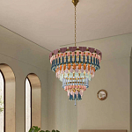 Люстра круглая с декором из разноцветных элементов в виде листьев Changing Seasons варинант исполнения - 6 | Loft Concept в Липецке