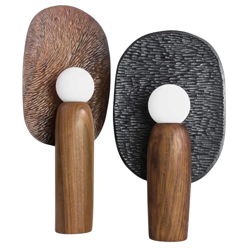 Настольная лампа из дерева Decorative Wooden Lamp Черный Коричневый Настольная лампа из дерева Decorative Wooden Lamp Черный Коричневый в Липецке | Loft Concept