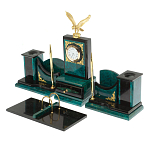 Настольный письменный набор из змеевика тёмно-зелёного цвета с декором в виде орла Successful Leader варинант исполнения - 2 | Loft Concept в Липецке