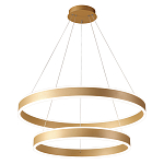 Люстра подвесная светодиодная с двумя золотистыми кольцами Диаметр 80 см Ring Horizontal варинант исполнения - 1 | Loft Concept в Липецке