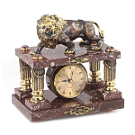 Часы настольные из креноида и бронзы с декором в виде льва Lion Stone Clock варинант исполнения - 2 | Loft Concept в Липецке