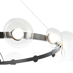 Люстра подвесная круглая с 12-ю прозрачными куполообразными плафонами и черным металлическим основанием Flos Wireline Lighting варинант исполнения - 5 | Loft Concept в Липецке