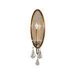 Бра с овальным зеркальным основанием с лампой в виде свечи и хрустальными подвесками Feiss варинант исполнения - 1 | Loft Concept в Липецке