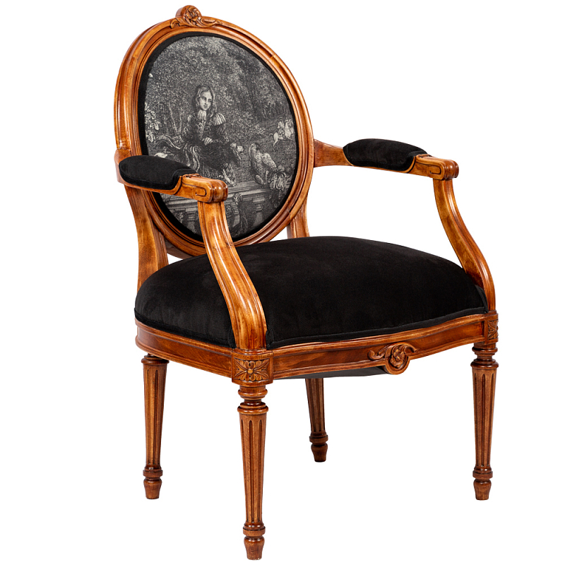 Кресло Marimon Armchair Left Черно-белый Коричневый в Липецке | Loft Concept 