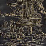 Обои ручная роспись Views of Italy Gold Outline варинант исполнения - 2 | Loft Concept в Липецке