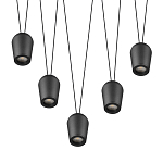 Подвесной светильник черными плафонами на длинных пересекающихся тросах Construction варинант исполнения - 3 | Loft Concept в Липецке