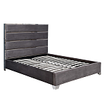 Кровать двуспальная серая с высоким мягким изголовьем Heart of the Bedroom варинант исполнения - 1 | Loft Concept в Липецке