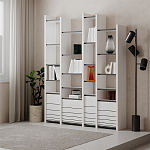 Стеллаж прямой ассиметричный с полками и 4-мя дверцами ARYA BOOKCASE WHITE варинант исполнения - 5 | Loft Concept в Липецке