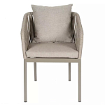 Стул серо-бежевый с декоративным плетением на спинке и подлокотниках Chair Weave варинант исполнения - 1 | Loft Concept в Липецке