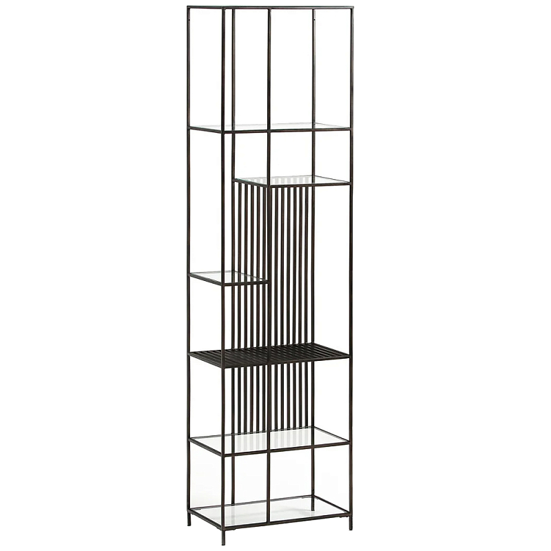 Стеллаж из металла и стекла Menzie Black Stripes Metal Rack Черный Прозрачное Стекло Стеллаж из металла и стекла Menzie Black Stripes Metal Rack Черный Прозрачное Стекло в Липецке | Loft Concept