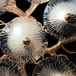 Потолочная люстра круглая ветвистыми бронзовыми элементами и стеклянными рифлеными дисками Textured Glass Chandelier варинант исполнения - 6 | Loft Concept в Липецке