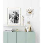 Бра золотого цвета с декоративными ветвями и прозрачными подвесками в форме листьев Droplet Chandelier варинант исполнения - 7 | Loft Concept в Липецке