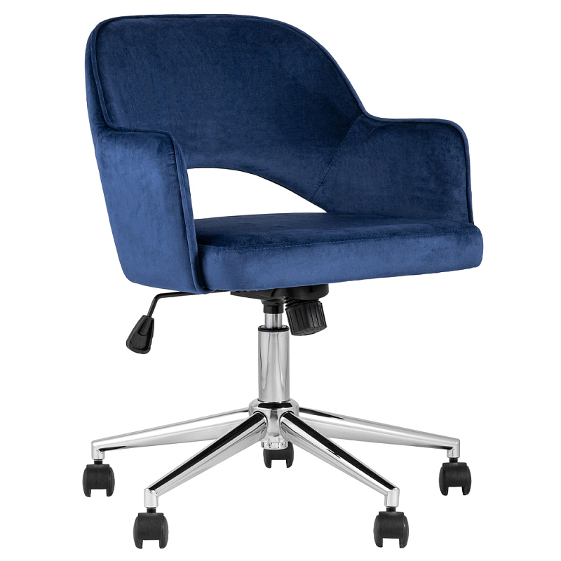 Кресло для компьютерного стола Veloury Blue Черный Хром Синий Кресло для компьютерного стола Veloury Blue Черный Хром Синий в Липецке | Loft Concept