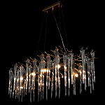 Люстра подвесная прямоугольная с бронзовыми акцентами и прозрачными стеклянными каплями Droplet Chandelier варинант исполнения - 4 | Loft Concept в Липецке