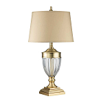 Настольная лампа со тканевым абажуром и прозрачным ребристым стеклянным основанием Quoizel варинант исполнения - 5 | Loft Concept в Липецке